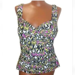 Swimsuits For All Twist Front Tankini Woman Plus 16W Tummy Control Wireless Nwt
